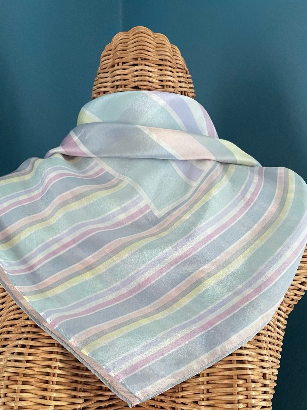 Vintage Square Silk Scarf Pastel Stripes Japan  25x25 Beacon Hill